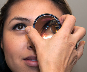 Woman receiving an Eye Exam